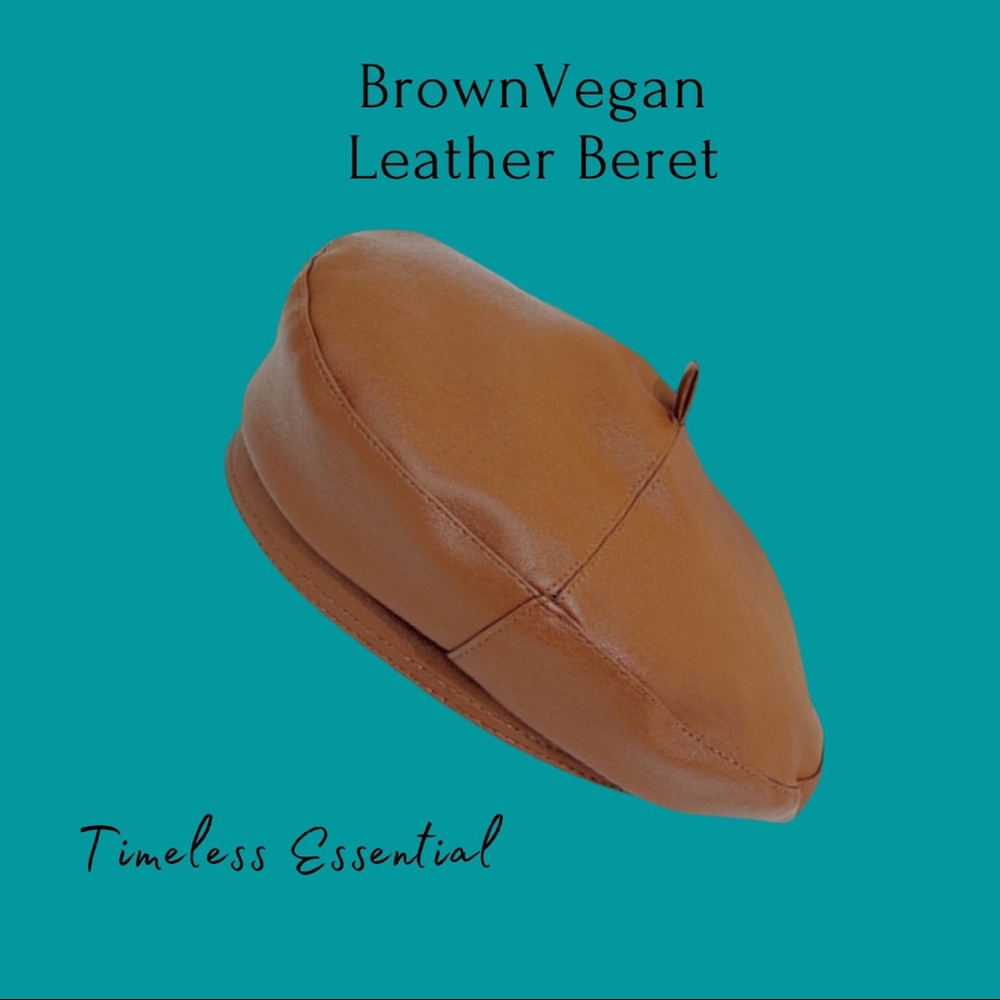 New Minimalist Vegan Leather beret painters hat with adjustable strap inside